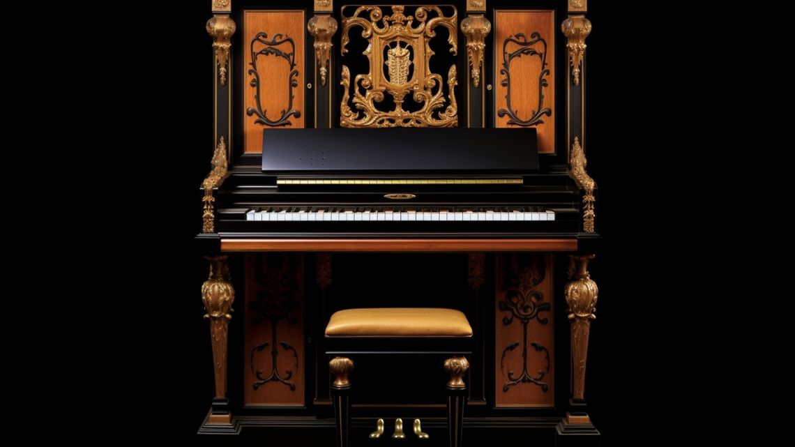 Black and Gold Upright Piano - FREE Download