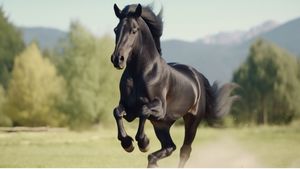 Wild Black Horse Galloping in a Field - FREE Download