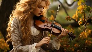 Young Woman Playing the Violin in a Meadow - FREE Download