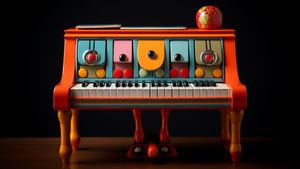Brightly Coloured, Quirky Mechanical Toy Piano - Free Download