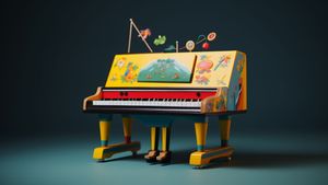 Brightly Yellow Quirky Toy Piano - Free Download