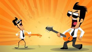 Funny Illustration of Two Men Playing the Guitar and Shouting - Free Download