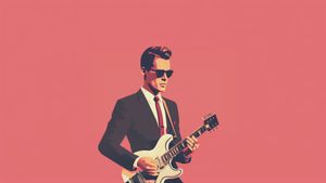 Illustration of a Man Playing Guitar in a Suit - Free Download