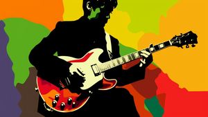 Pop Art Screenprint of a man playing the guitar - Free Download