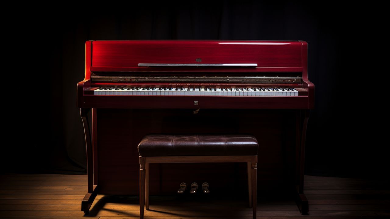 Red Upright Piano with Stool - FREE Download