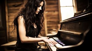 Sepia Photo of a Woman Playing a Piano - Free Download