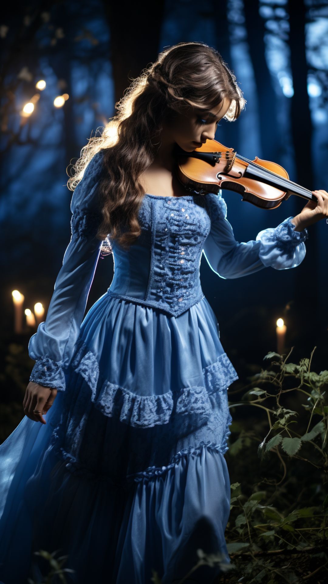 Woman in Blue Dress Holding a Violin - Free Download