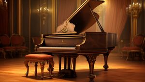 Wooden Grand Piano in an Ornate Mansion - Free Download